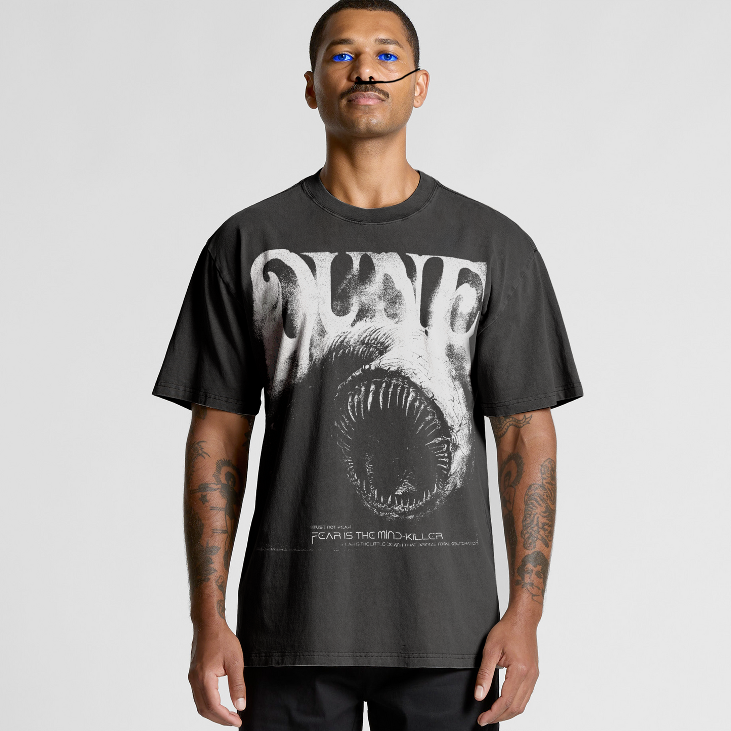 I Must Not Fear, heavy faded charcoal tee