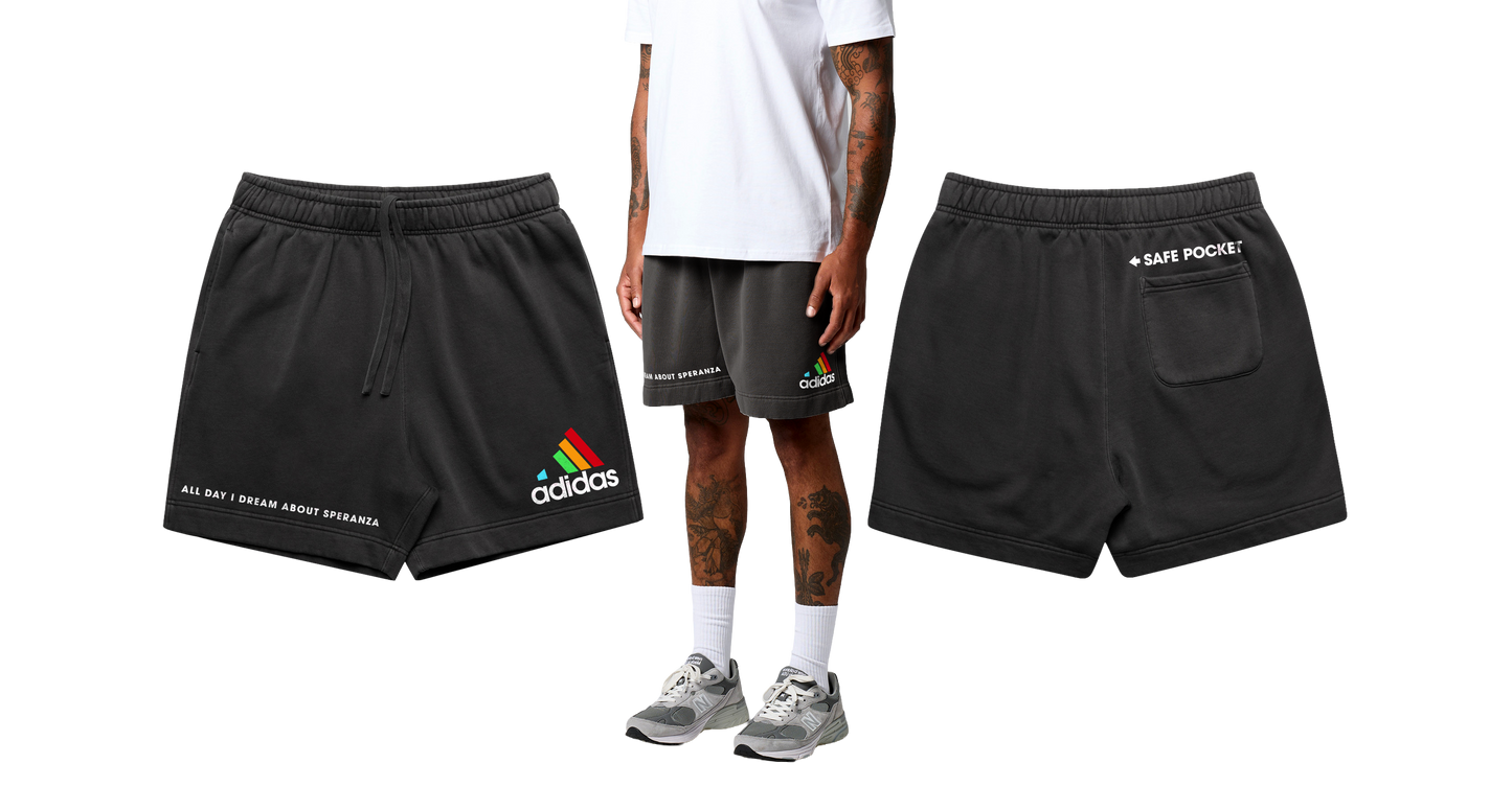ALL DAY Faded Track Shorts -Black & Grey