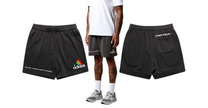 ALL DAY Faded Track Shorts -Black & Grey