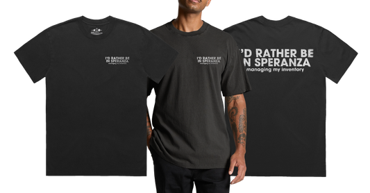 RATHER BE IN SPERANZA Heavy Weight Tee — Stone Washed, Heavy Faded & Solid Heavy Options