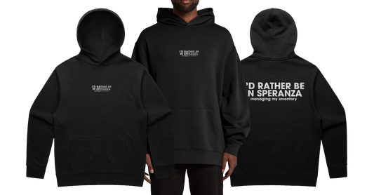 RATHER BE IN SPERANZA Relaxed Hooded Sweatshirt — Faded Grey & Solid Black Options (Copy)