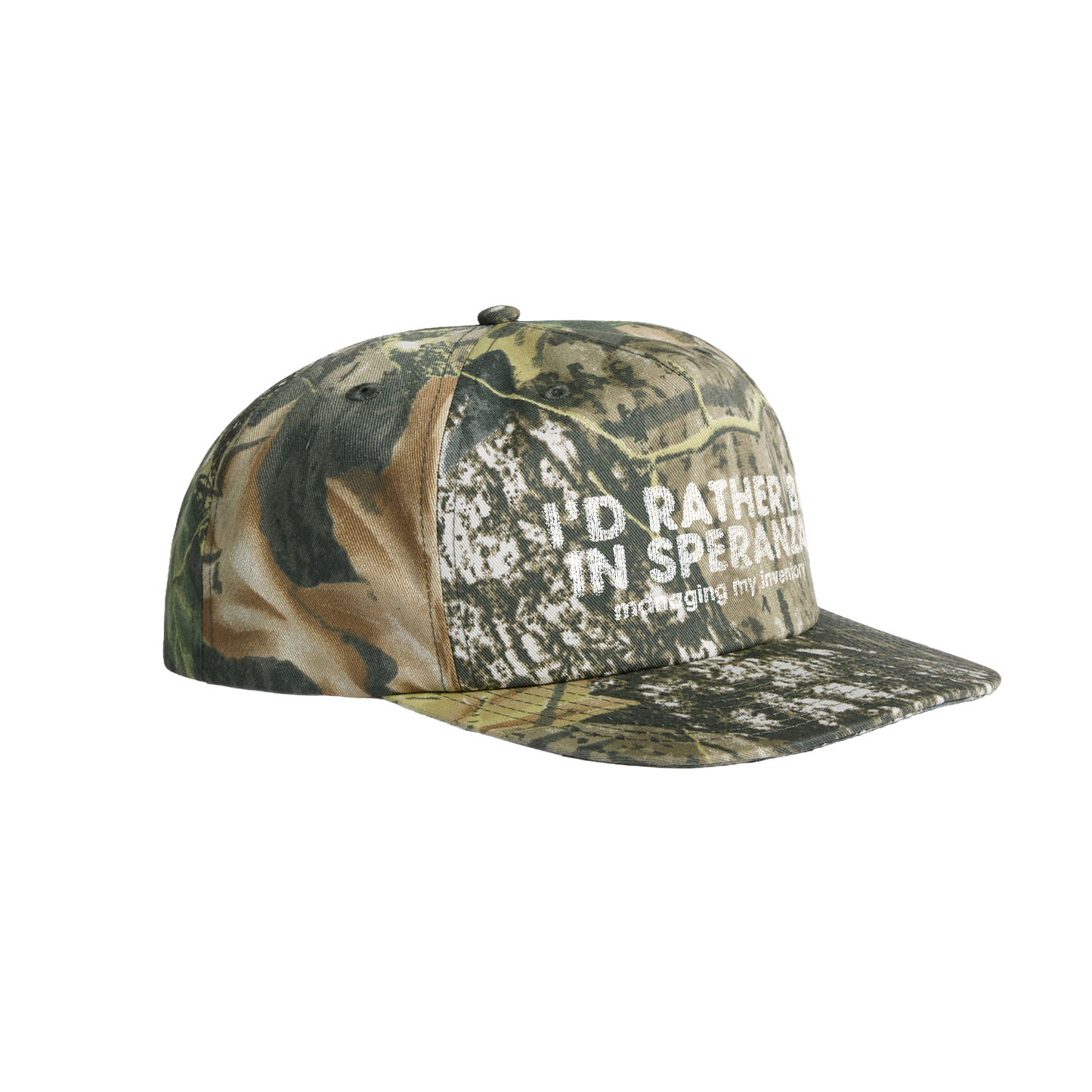 I’d Rather Be in Speranza Managing My Inventory — Camo Surf Cap